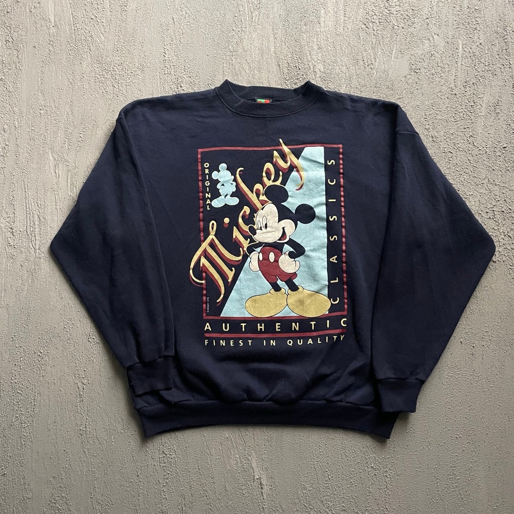 Vintage Mickey Classics Graphic Sweatshirt Unisex One Size Navy 90s Disney